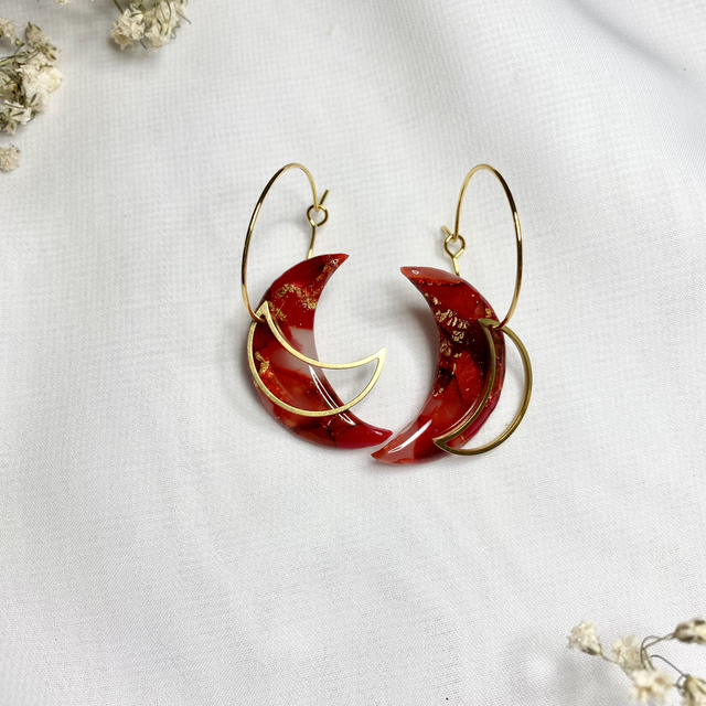 Coloris rubis - Boucles Demi-Lune