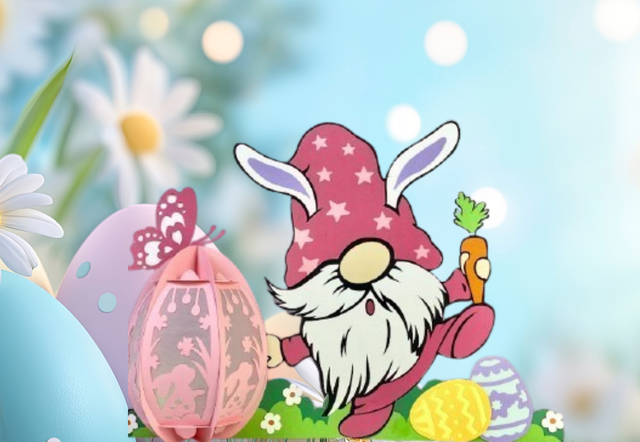 Lanterne Gnome rose pâques