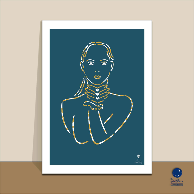 AF07 "Femme aux coeurs" 50x70 cm