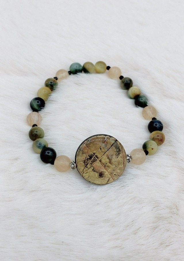 Bracelet "Eclat naturelle" et Pierre d'Oeil de faucon 