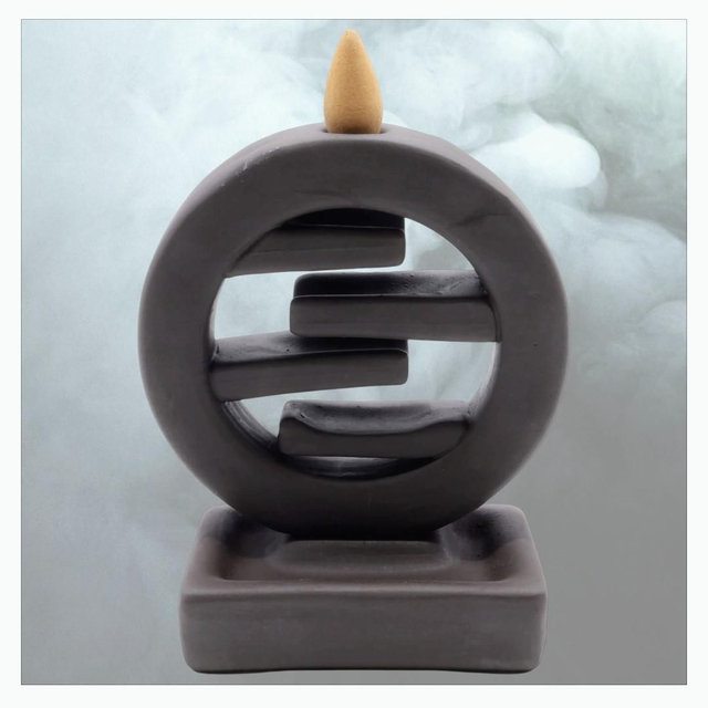 "Cascade dans cercle" - Porte-encens Backflow 13 cm