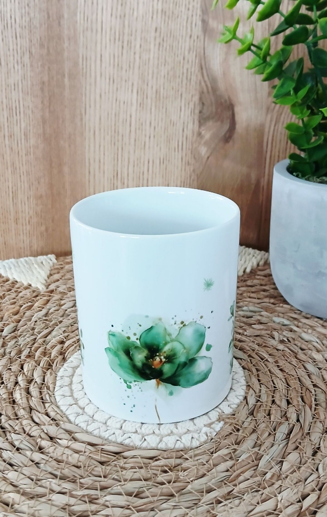 Tasse sublimée "fleur verte émeraude"