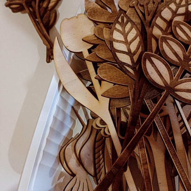 Fleurs en bois 23 cm