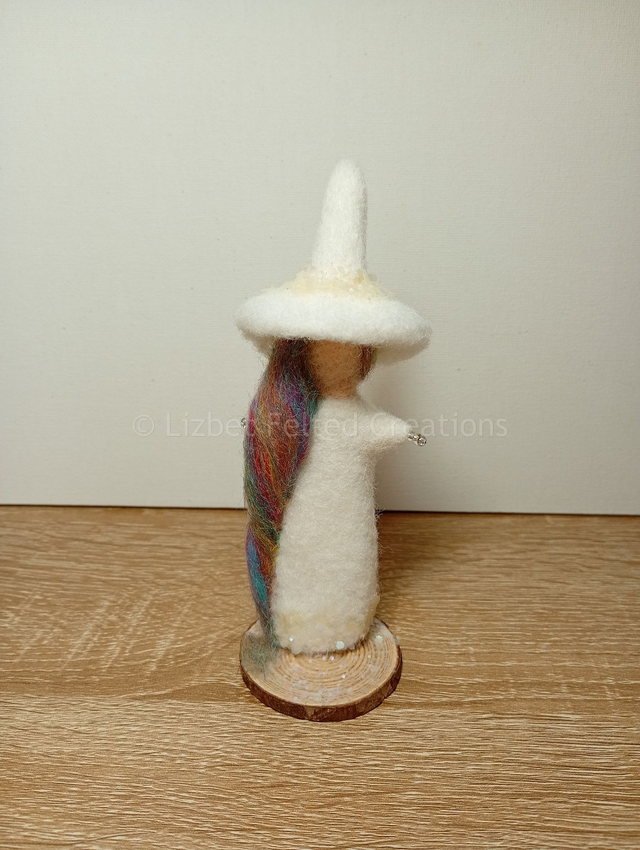 White witch decoration, felted white witch