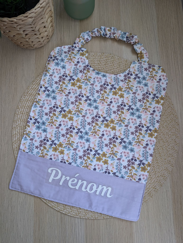 Serviette de cantine enfant fleurie lilas