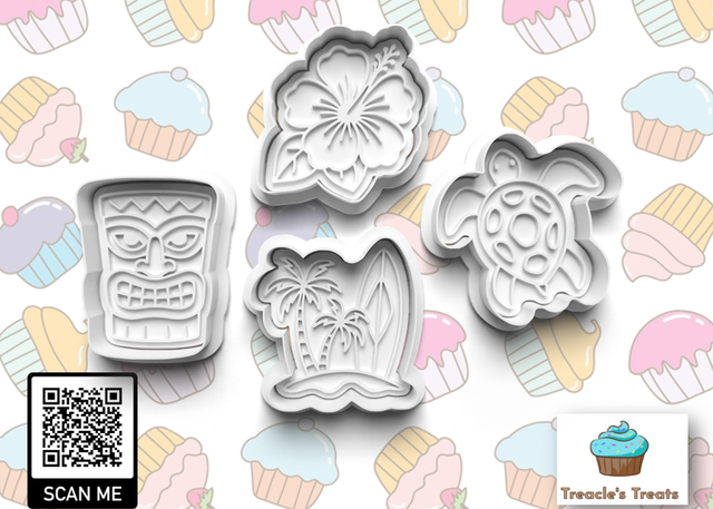 Hawaii Theme Fondant/cookie stamps with cutters
