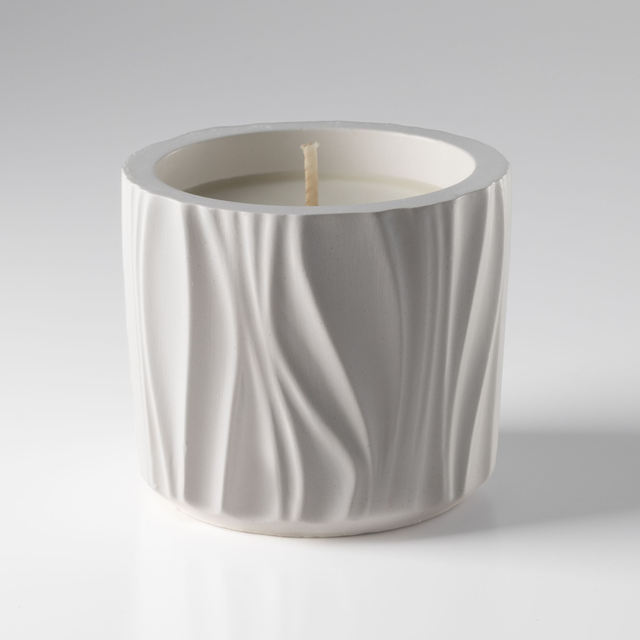 Bougie parfumée en cire de soja dans pot en plâtre fait main - Parfums : Fleur de coton, Bois de Santal, Lavande, Menthe et eucalyptus, Sauge