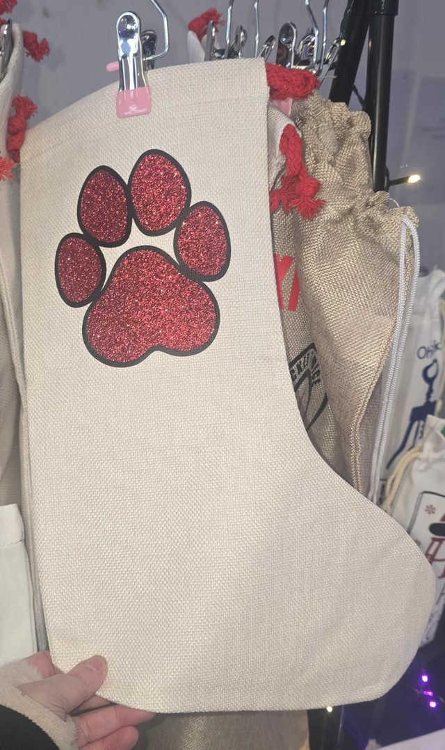🐾 Glitter Paw Stocking (Dog or Cat)

