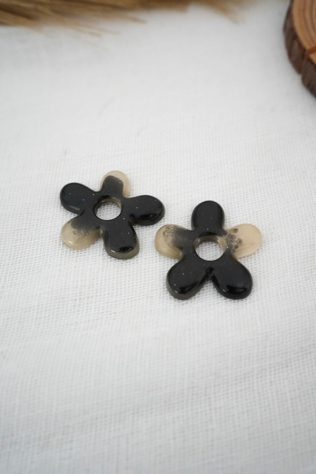 Grandes pampilles noires/beiges