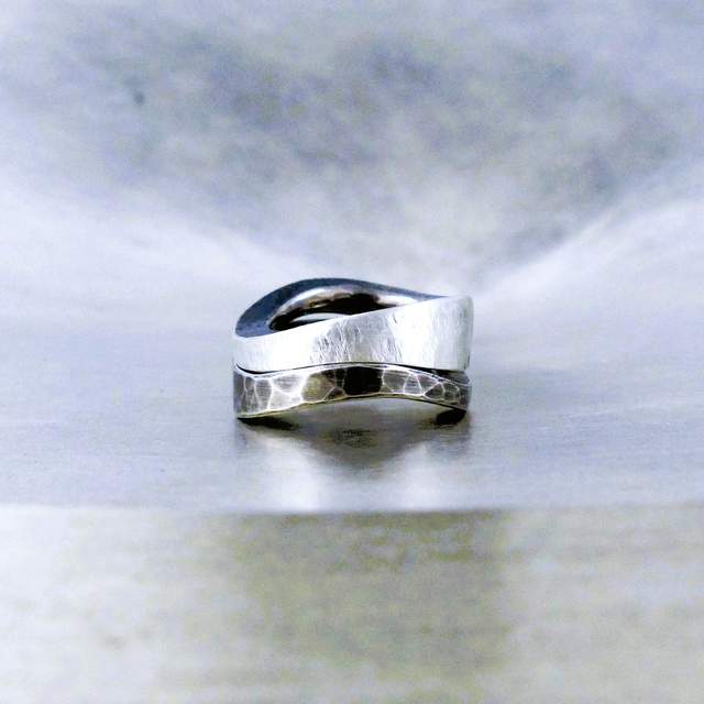 Ring Welle in Silber