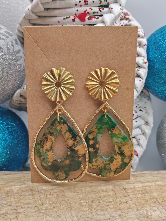 Boucles uniques vert émeraude 
