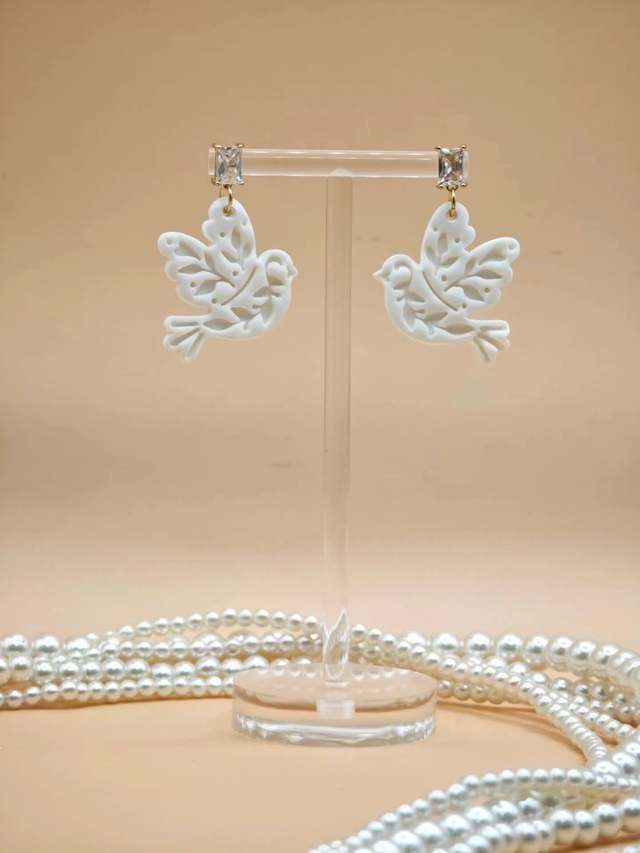 White Elegance- Velike ptice s potiskom na cirkoniji