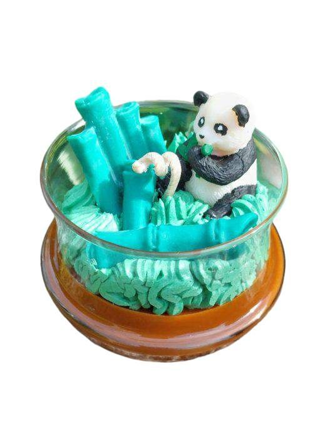 Bougie Panda et bambou sous cloche