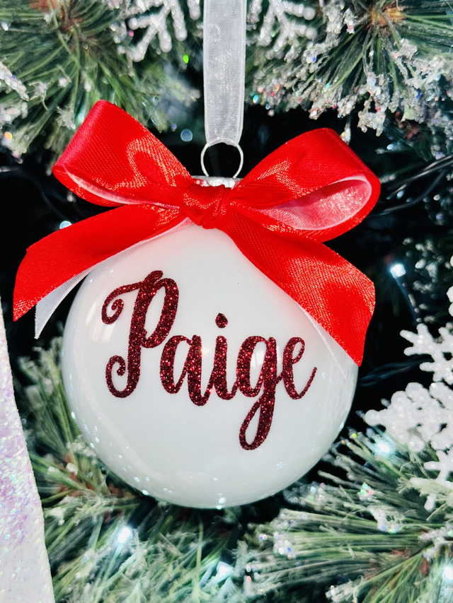 Christmas Glass Bauble (with bow)