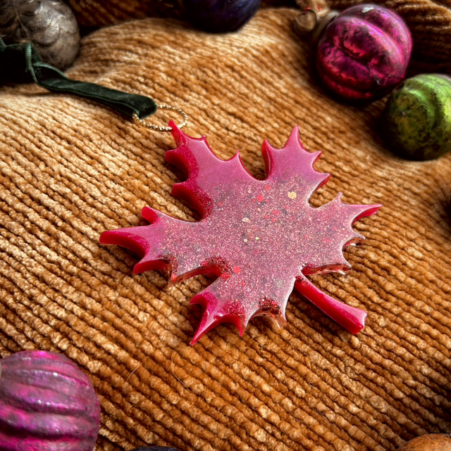 Maple Leaf Decoration- Pink, Red and Bronze