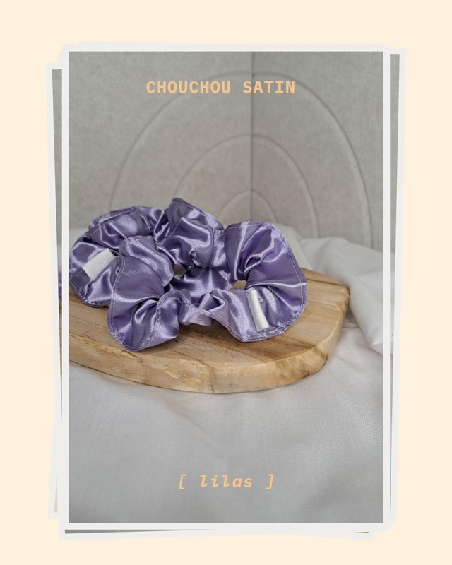 Chouchou satin "lilas " 