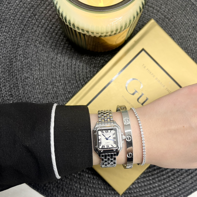 ~Panther 🐆~ Γυναικείο ρολόι σε ασημί χρώμα 