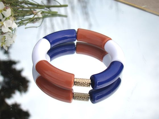 Bracelet perles tubes incurvées Chandra Tiranga 