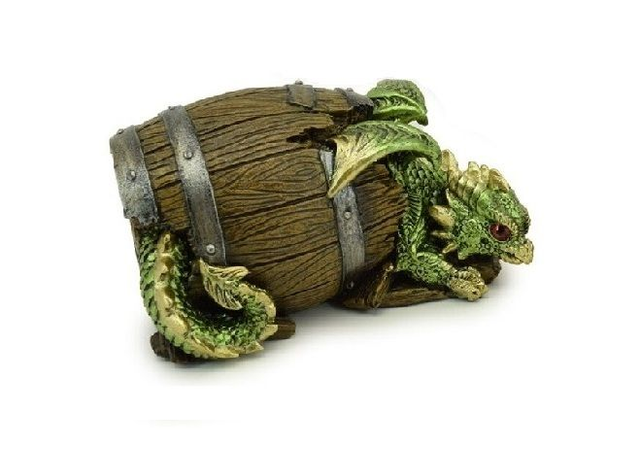 Dragon bébé dans tonneau renversé vert