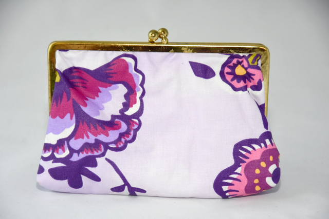 Porte monnaie Vintage fleurs violettes 