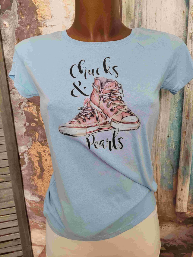 T-SHIRT FEMME BLEU CIEL (A100)