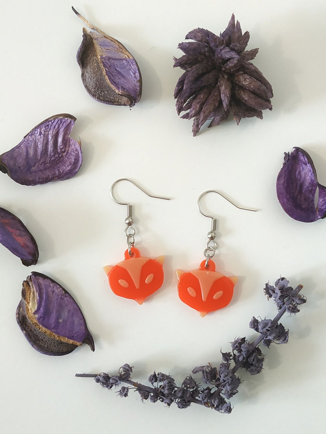Boucles d'oreilles renard orangé