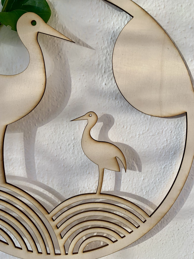 Cigognes découpées bois de peuplier