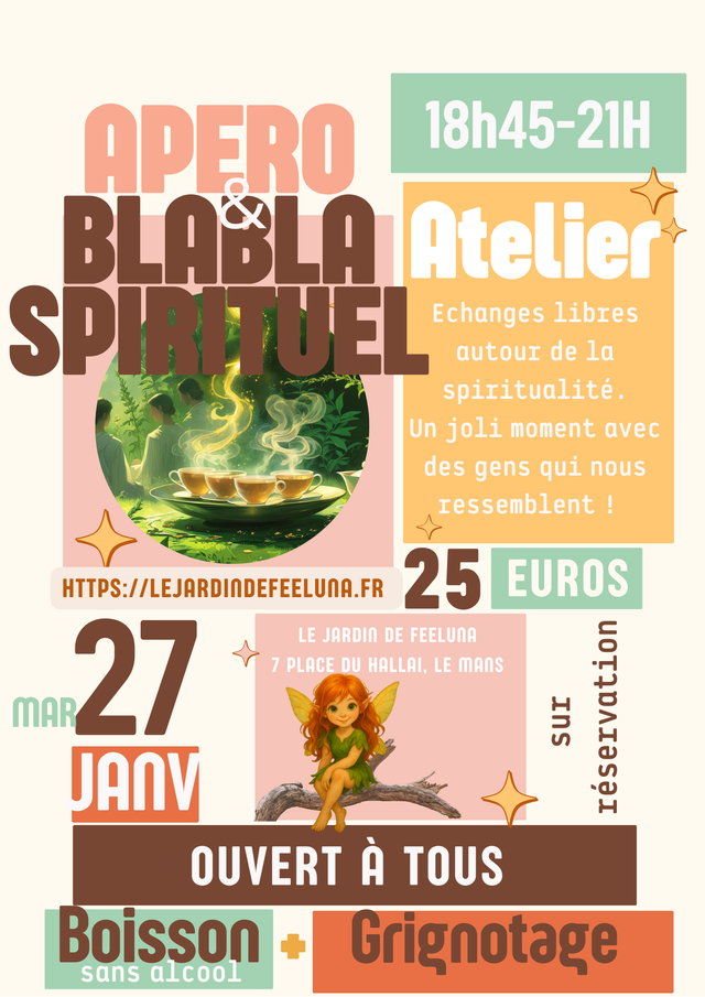 27 Janvier 2026 (Mardi) 18h45-21h - Apéro &amp; blabla spirituel
