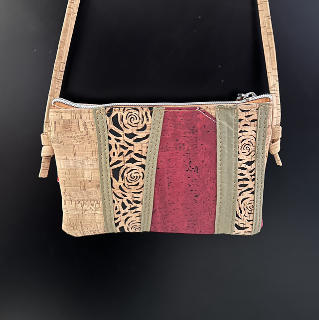 Sac pochette bandoulière patchwork rosaces