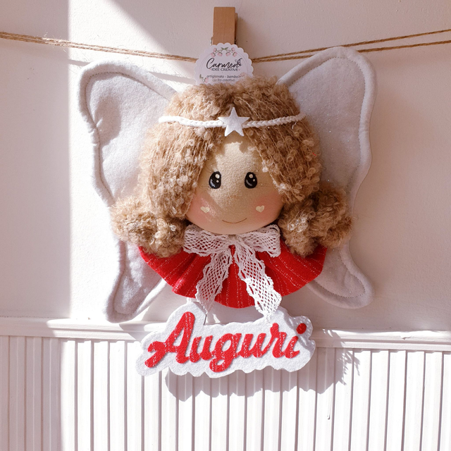 Addobbo natalizio angelo puntale auguri