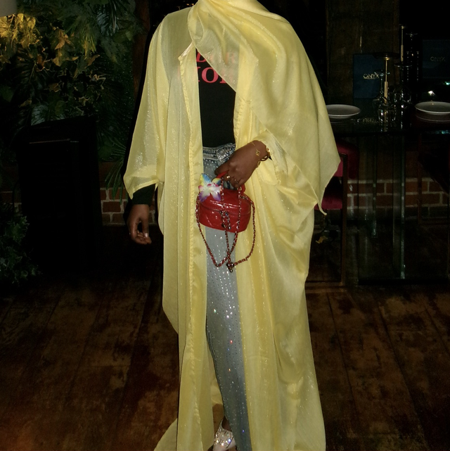 Yellow Crinkle Abaya