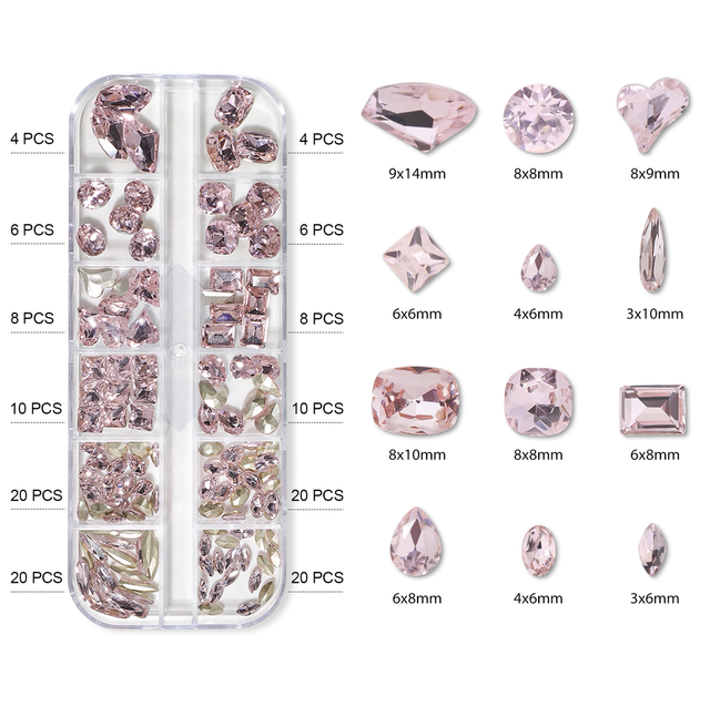 Strass pink pointed 