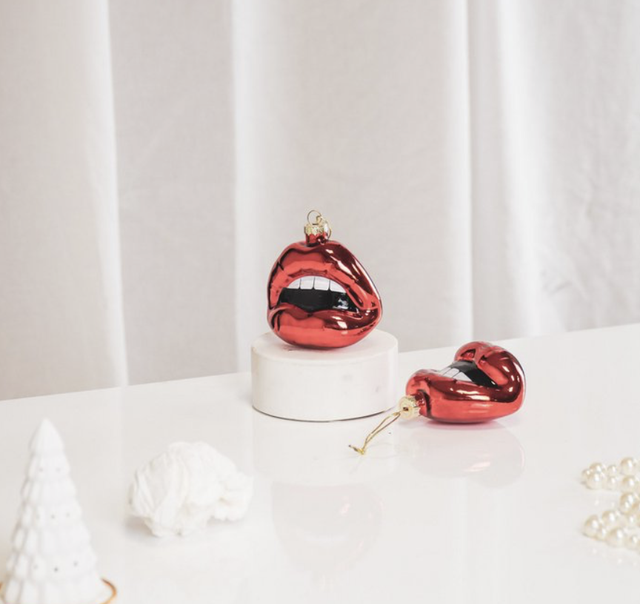 Décoration de Noël 'Tais-toi et embrasse-moi' -  - Verre - 8,5x3,5x8,5cm lot 2