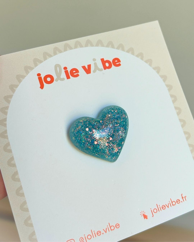 Coeur paillettes bleues - Pin's