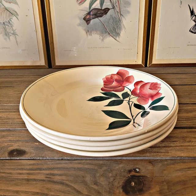 X Assiettes plates Choisy Le Roi HBC Vernon motif de roses