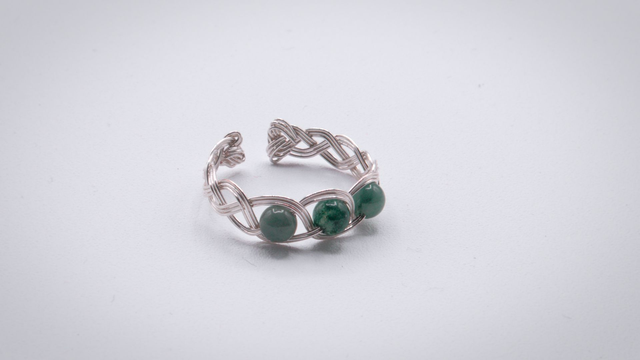 Bague 3 agates mousse (vertes)