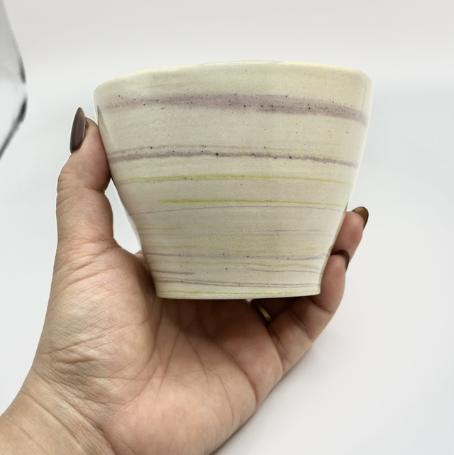 Bol artisanal en céramique – Café terre mélée taro matcha, pièce unique faite main