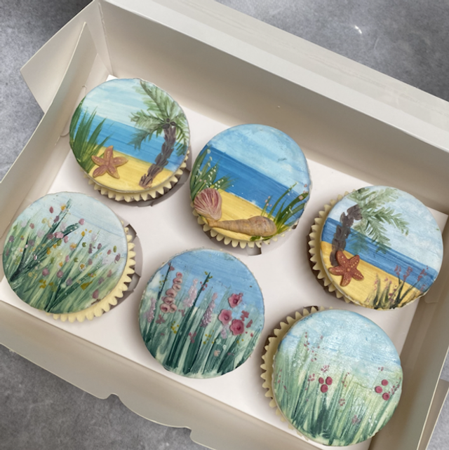 2024 - COCOA BUTTER PAINTING - wild flower meadow &amp; seascape 