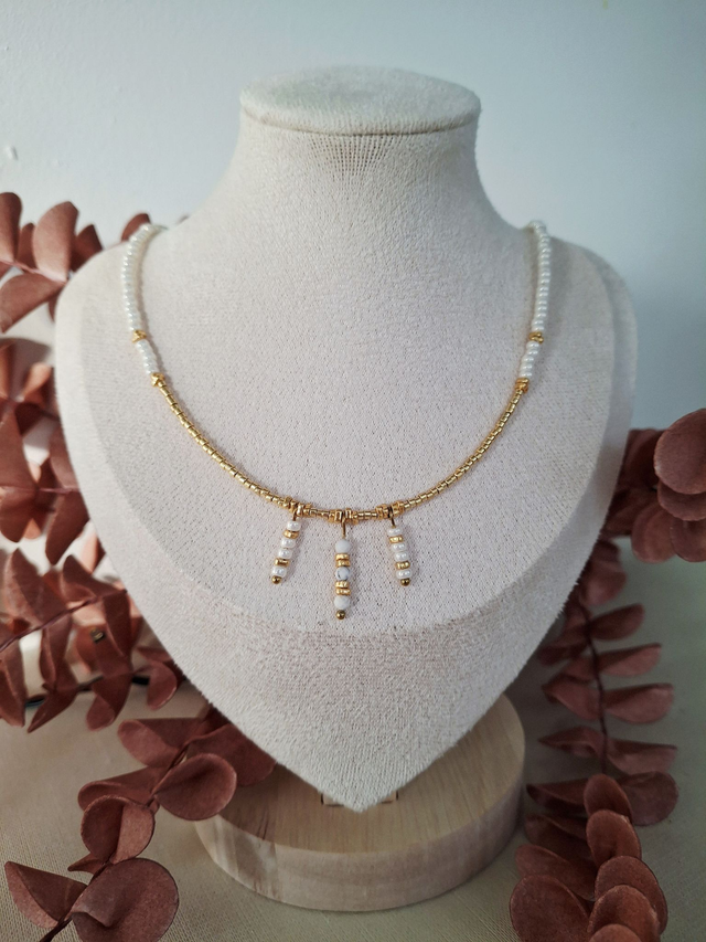 Collier Solaria - blanc doré 