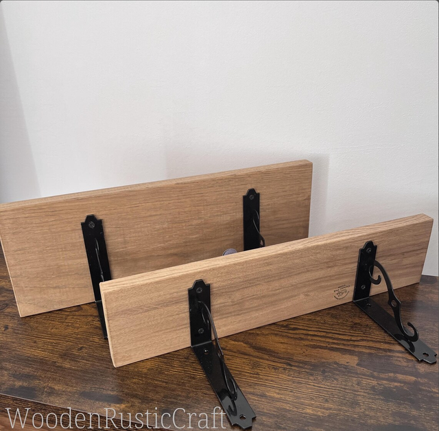 Set of 2 Handmade Oak Wall Shelves