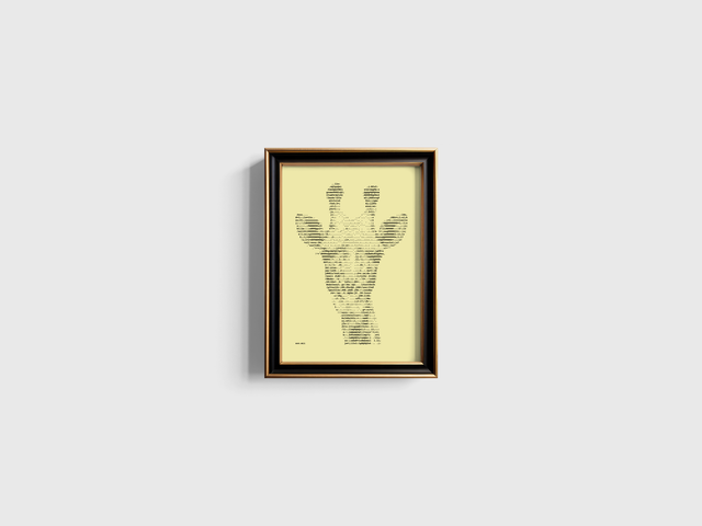 A4 Schreibmaschinenbild Giraffe 2 in Schwarz auf Elfenbein