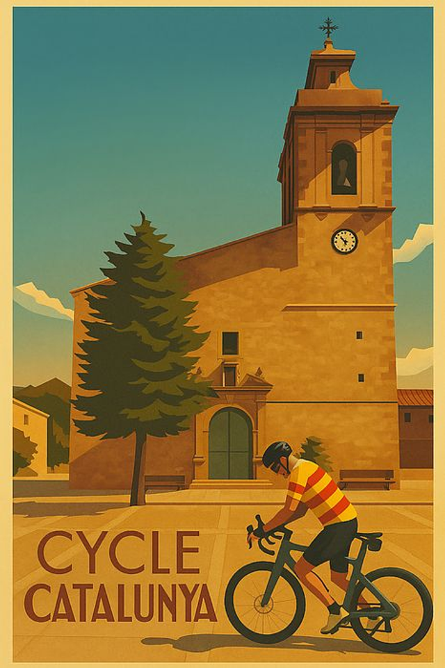 Ciclo Cataluña Arte de Cartel Vintage de Ciclismo de Carretera