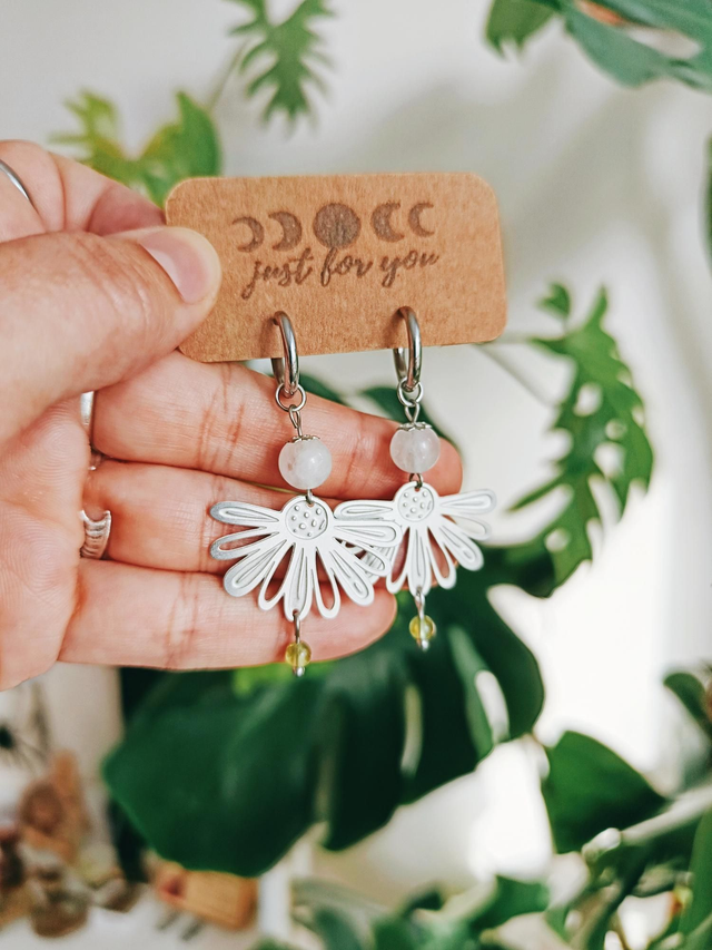 BOUCLES - DAISY BLOOM (jade blanc et péridot)