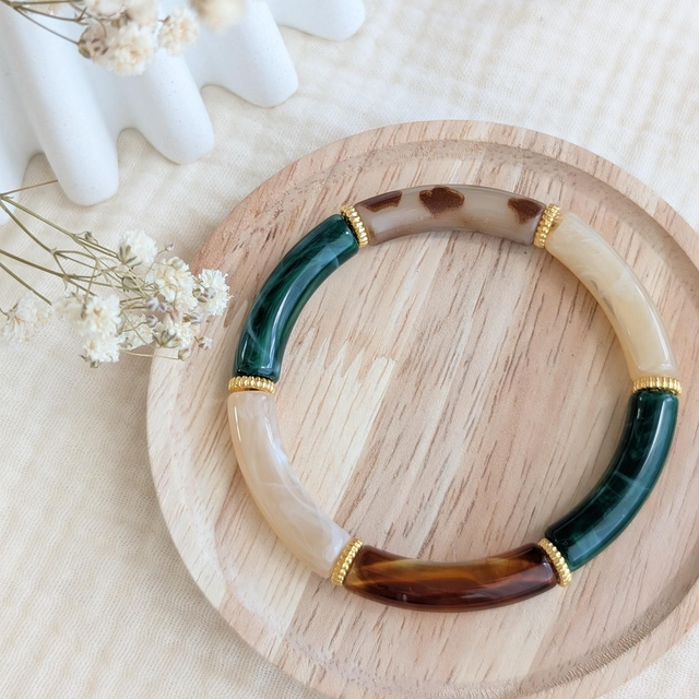 Bracelet Lison vert forêt léopard