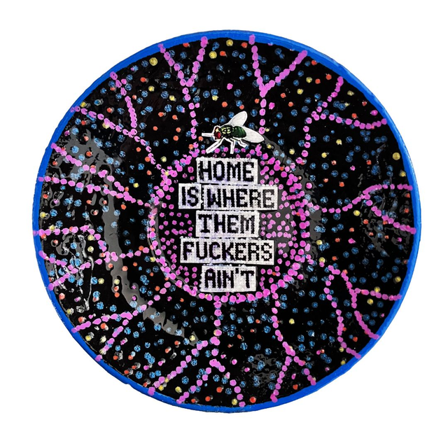 Black Upcycled Trinket Dish - "Home is Where Them Fuckers Ain't" - by House of Frisson