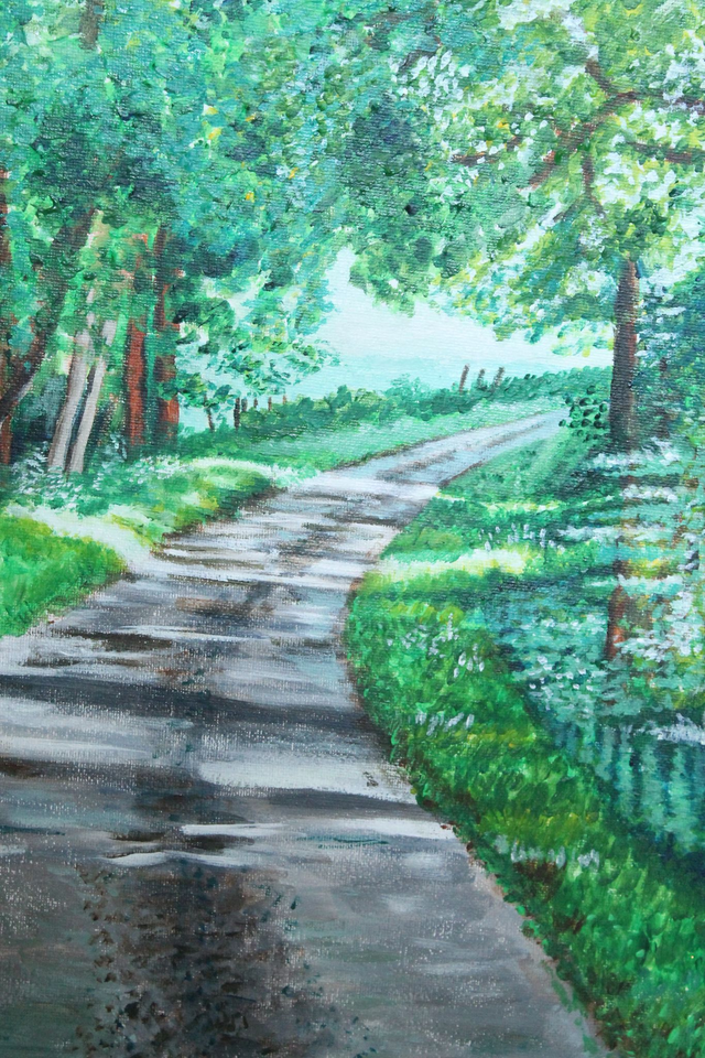 Winding path in green and white 