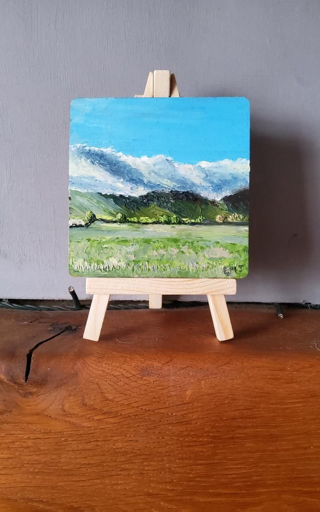 North York Moors/ original oil palette knife painting on wooden coaster/ impressionist art/ gift for friend/hill walker/ rambler