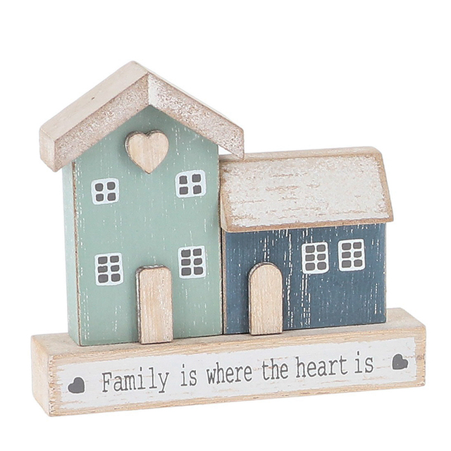 Positive Message Gift Wooden Home Family is where the heart is