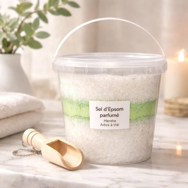 "Menthe &amp; Arbre à thé" - Sel de bain d'Epsom 1 kg