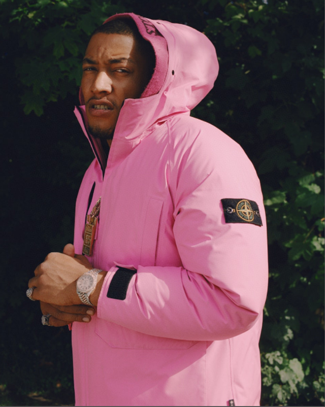 Mens pink stone island coat